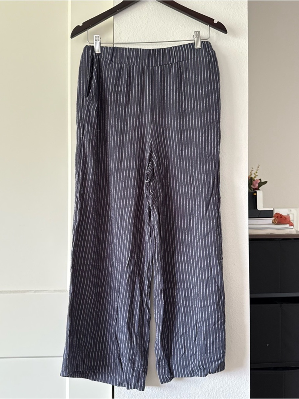 mahina Navy Pinstripe Wide-Leg Pants